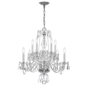 10 Light Polished Chrome Crystal Chandelier Draped In Clear Hand Cut Crystal - C193-5080-CH-CL-MWP