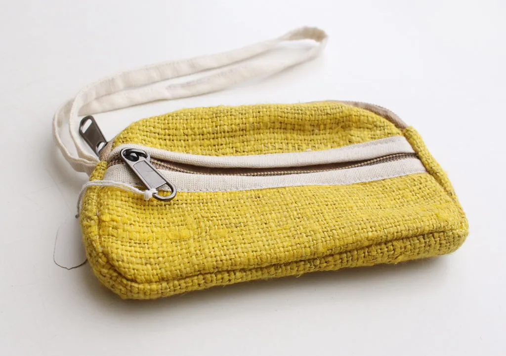 100% Natural and Pure Bright Yellow Hemp Money/Cosmetics Purse