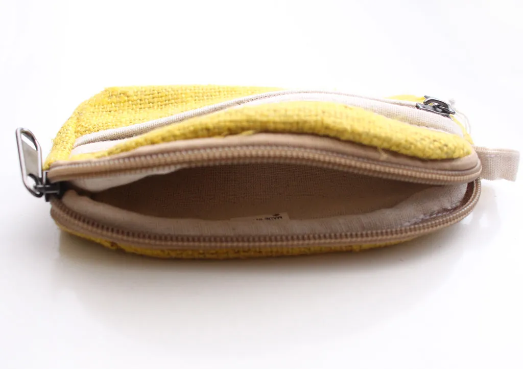 100% Natural and Pure Bright Yellow Hemp Money/Cosmetics Purse