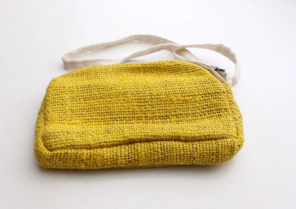 100% Natural and Pure Bright Yellow Hemp Money/Cosmetics Purse