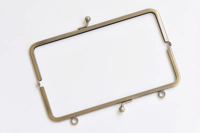 18cm Bronze Purse Frame Rectangular Purse Frame With 2 Loops 18cm x 6cm ( 7"x 2 1/2" )