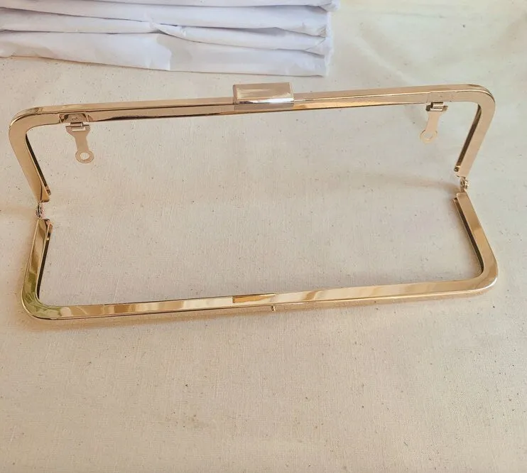 26cm Light Gold Purse Frame Rectangular Kiss Lock Glue In Style 26cm x 8cm