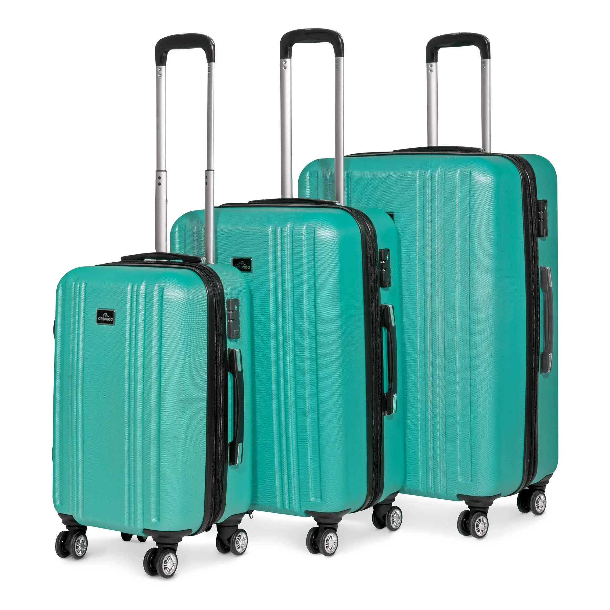 3 Piece Lightweight Luggage Suitcase Trolley Set ABS TSA Lock - Teal - DL126