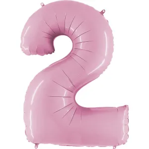 40 inch Number 2 - Pastel Pink Balloon