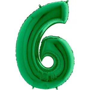 40 inch Number 6 - Green Balloon