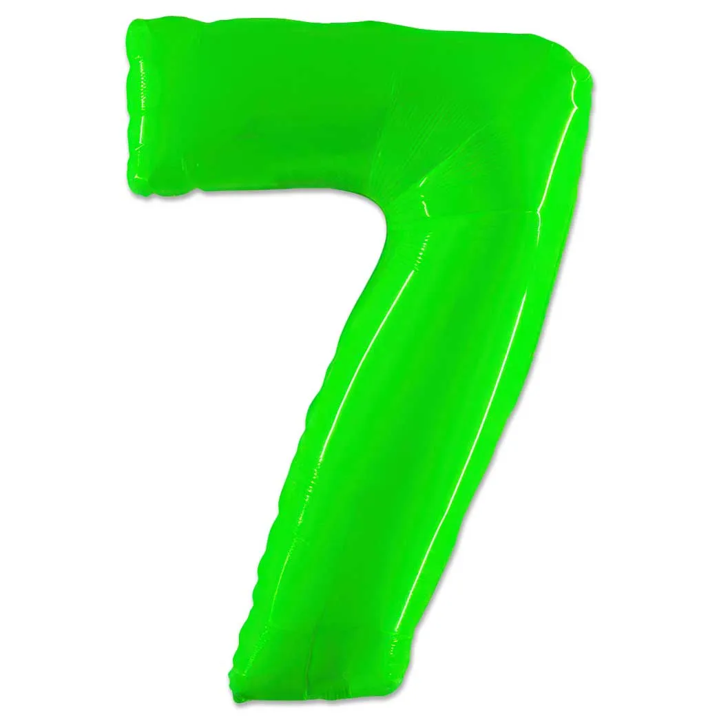 40 inch Number 7 - Lime Green Balloon