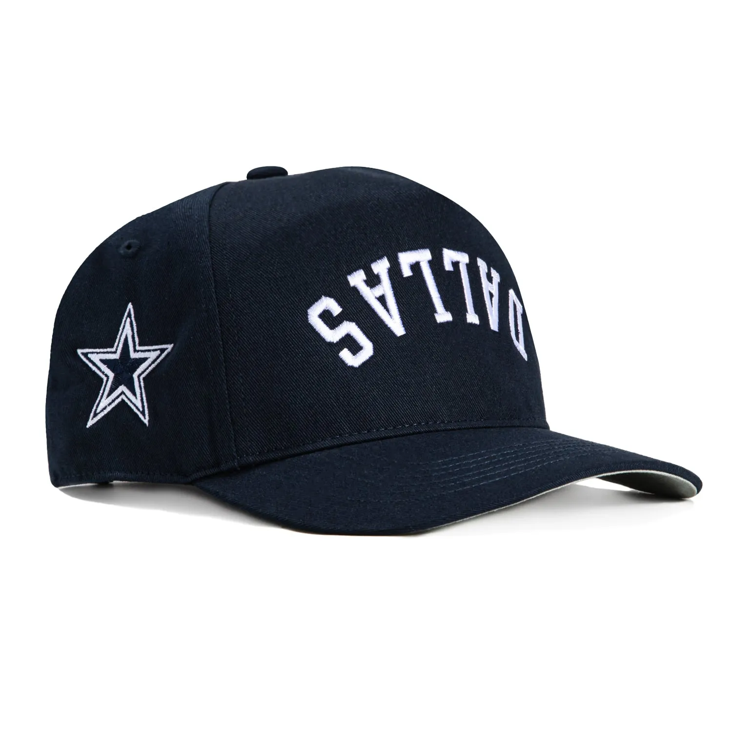 47 Brand Hitch Dallas Cowboys Logo Patch Snapback Upside Down Script Hat - Navy