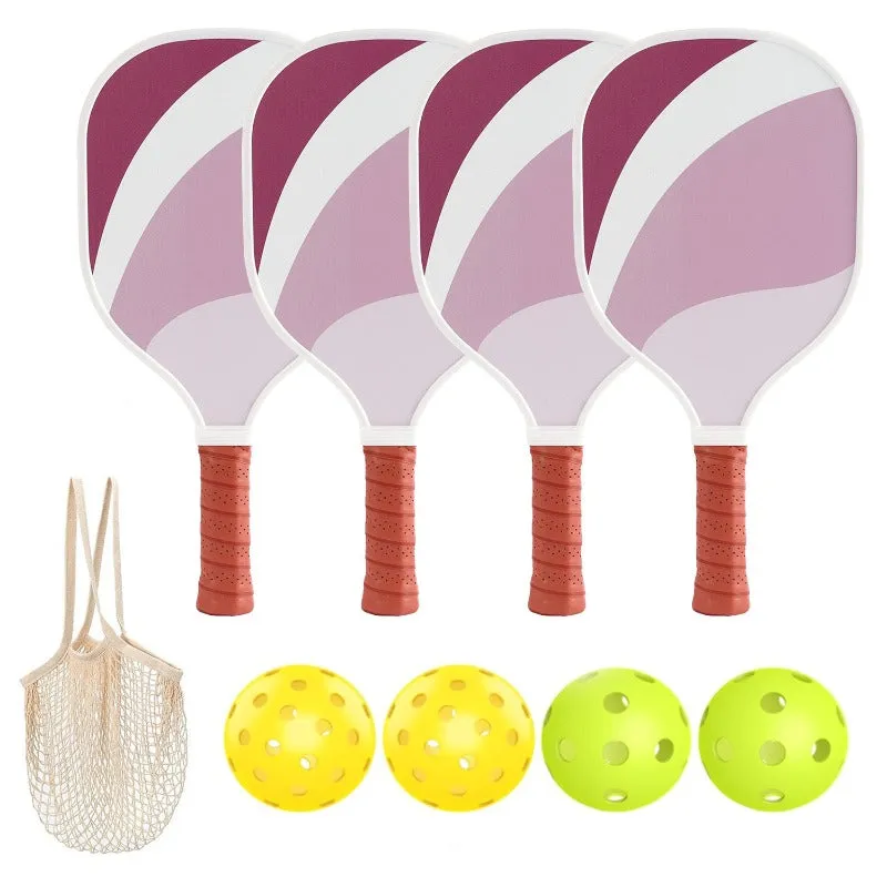 4Pcs/Set Wooden Pickleball Racket Set with Carry Bag