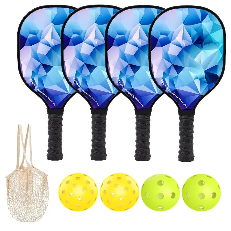 4Pcs/Set Wooden Pickleball Racket Set with Carry Bag