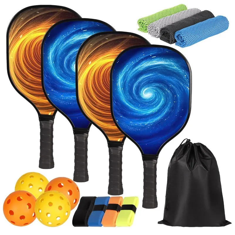 4Pcs/Set Wooden Pickleball Racket Set with Carry Bag