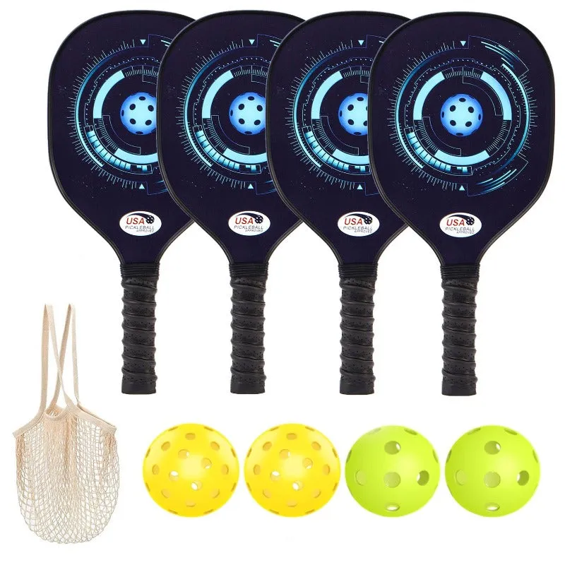 4Pcs/Set Wooden Pickleball Racket Set with Carry Bag