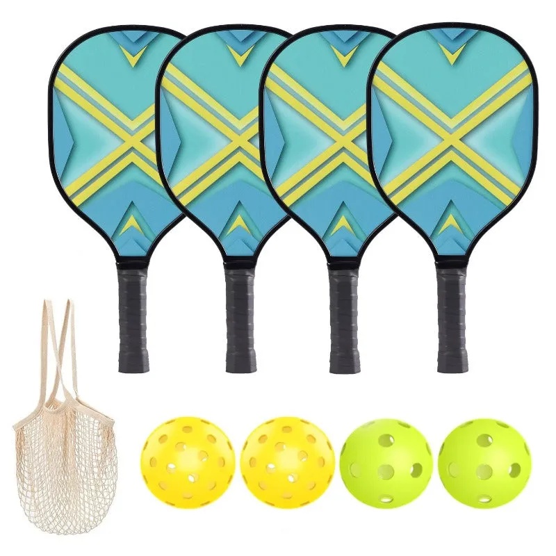 4Pcs/Set Wooden Pickleball Racket Set with Carry Bag