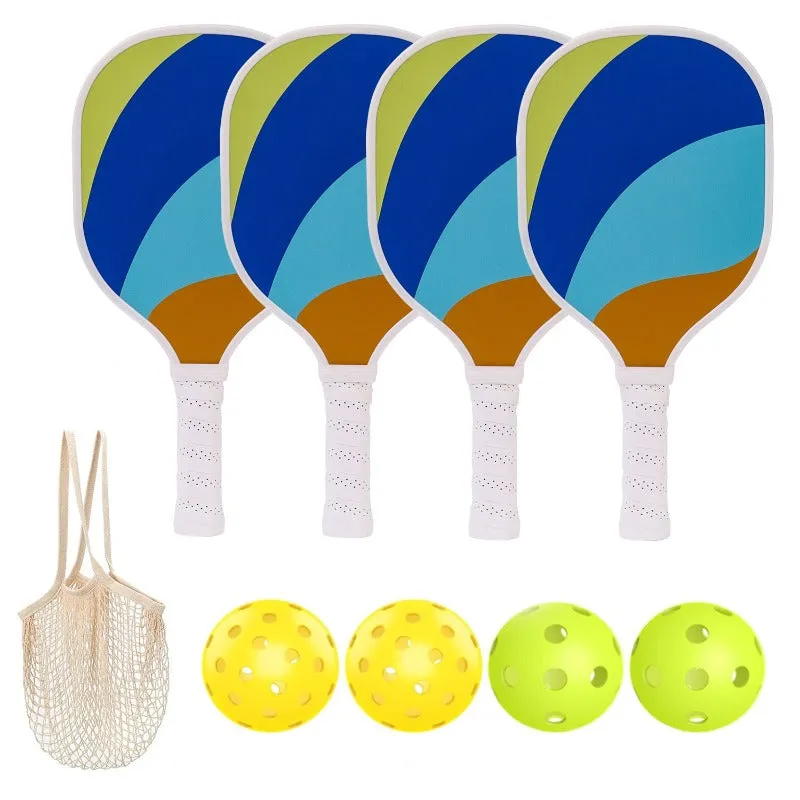 4Pcs/Set Wooden Pickleball Racket Set with Carry Bag