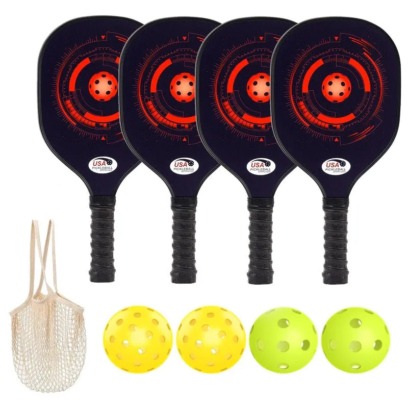 4Pcs/Set Wooden Pickleball Racket Set with Carry Bag