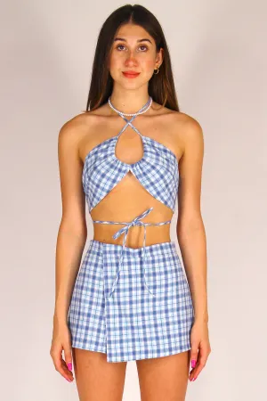 70's Halter - Flannel Blue Plaid