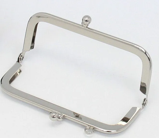 9cm (3 1/2") Silver Purse Frame Rectangular Kisslock Glue-in Style 9cm x 4cm