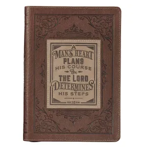 A Man's Heart Faux Leather Zippered Journal - Proverbs 16:9