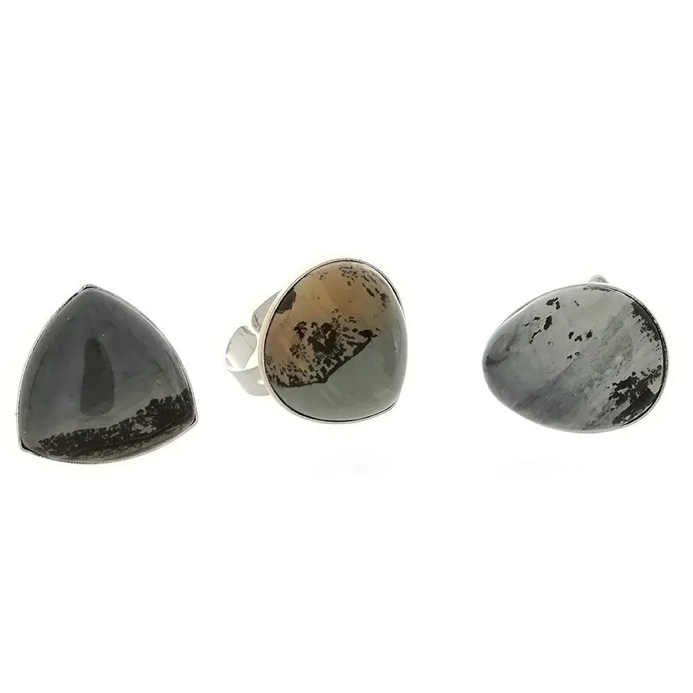 ADJUSTABLE BAND PAINTBRUSH JASPER SHAPE RING (3)