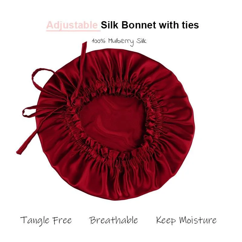 Adjustable silk bonnet Wine Red - Dropshipping