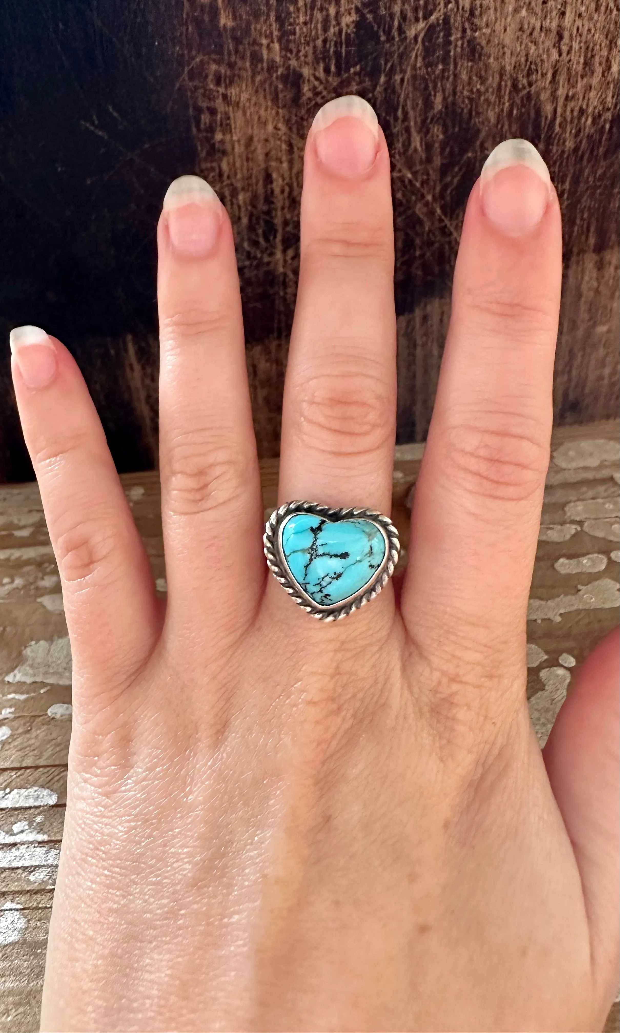 ADJUSTABLE TURQUOISE HEART Ring • Adjustable