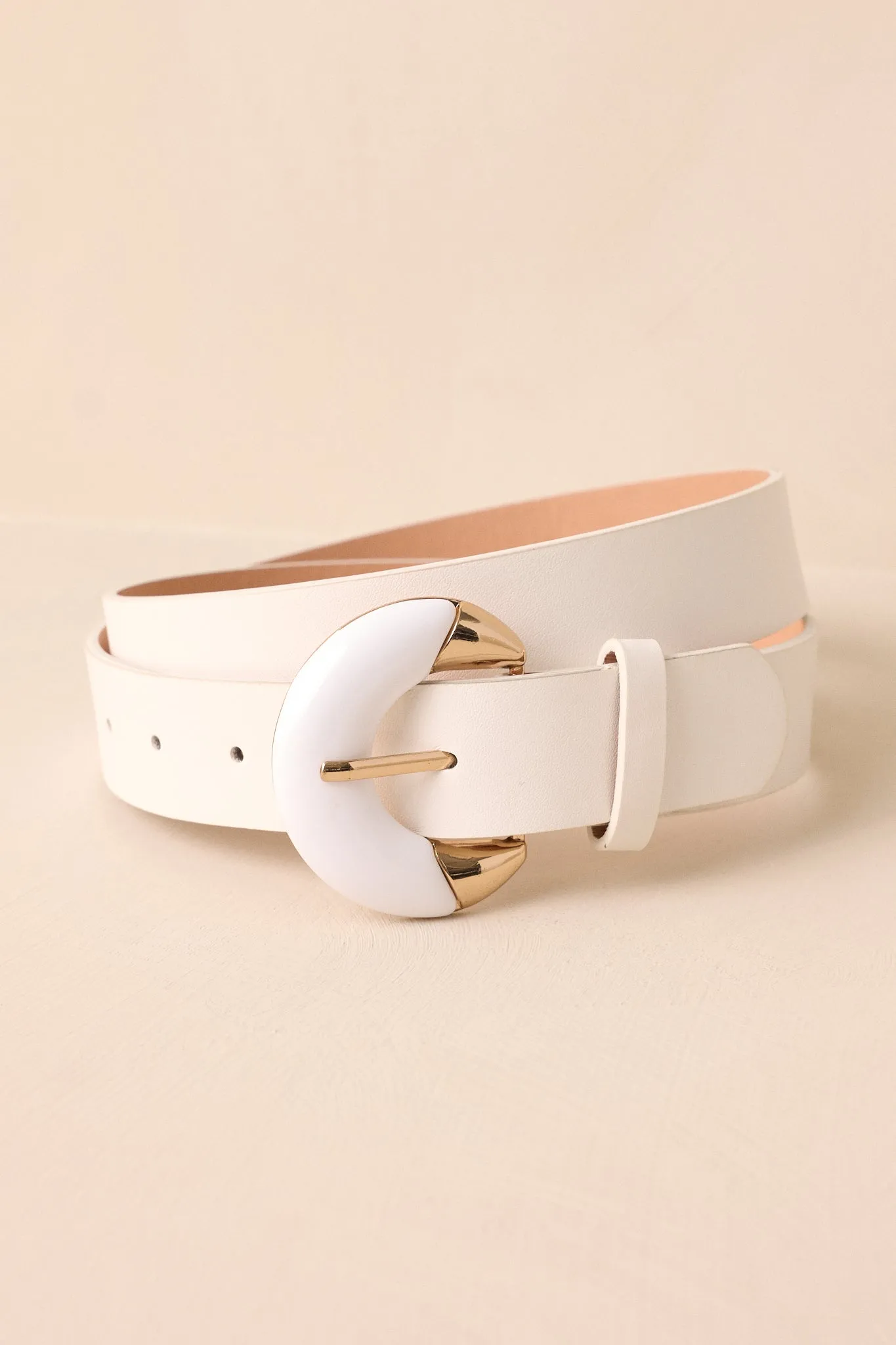 All The Days White Faux Leather Belt