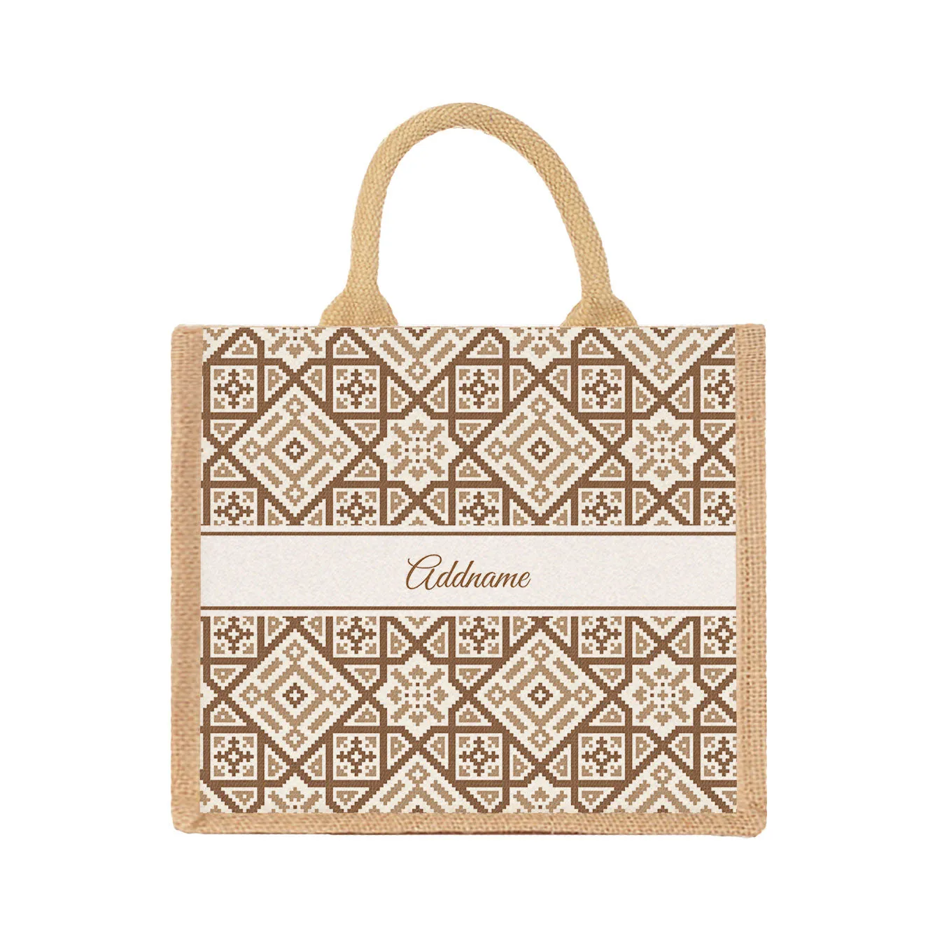 Aztec Moroccan & Mosaic Series Jute Tote Bag [FREE Custom Add Name]