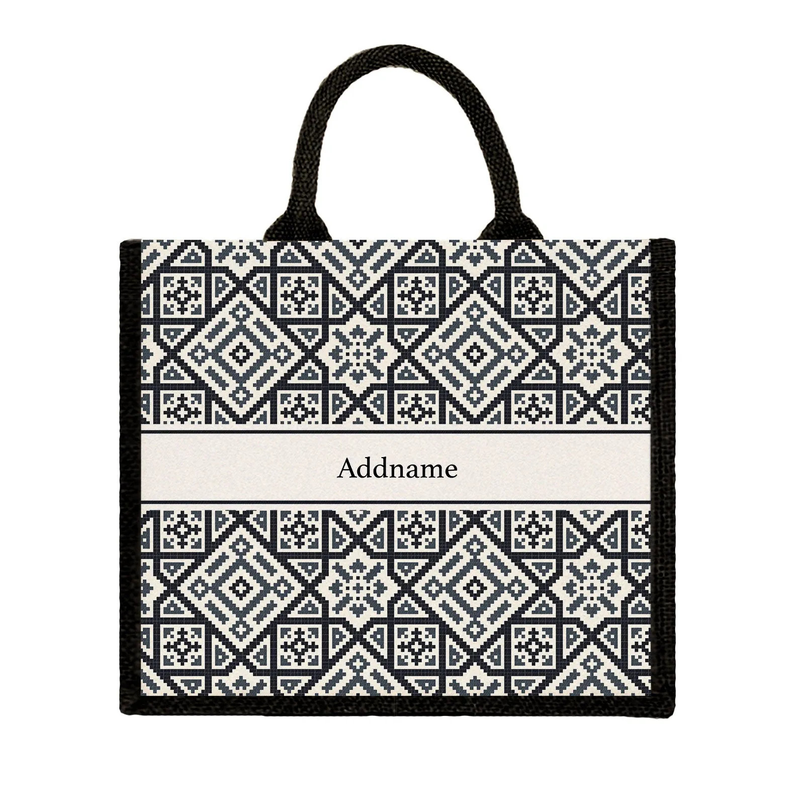 Aztec Moroccan & Mosaic Series Jute Tote Bag [FREE Custom Add Name]