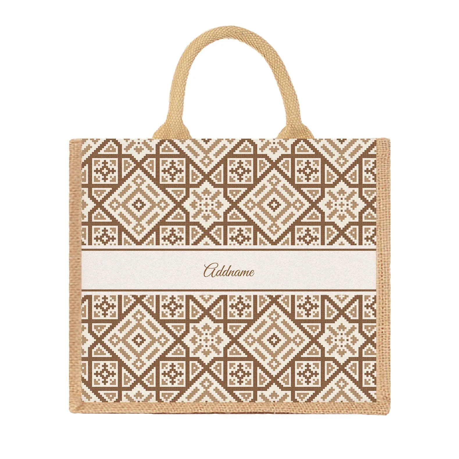 Aztec Moroccan & Mosaic Series Jute Tote Bag [FREE Custom Add Name]