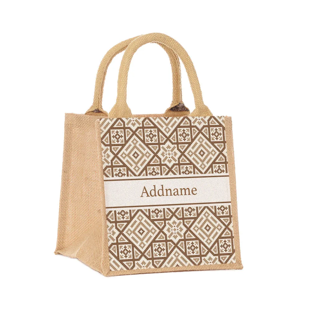 Aztec Moroccan & Mosaic Series Jute Tote Bag [FREE Custom Add Name]