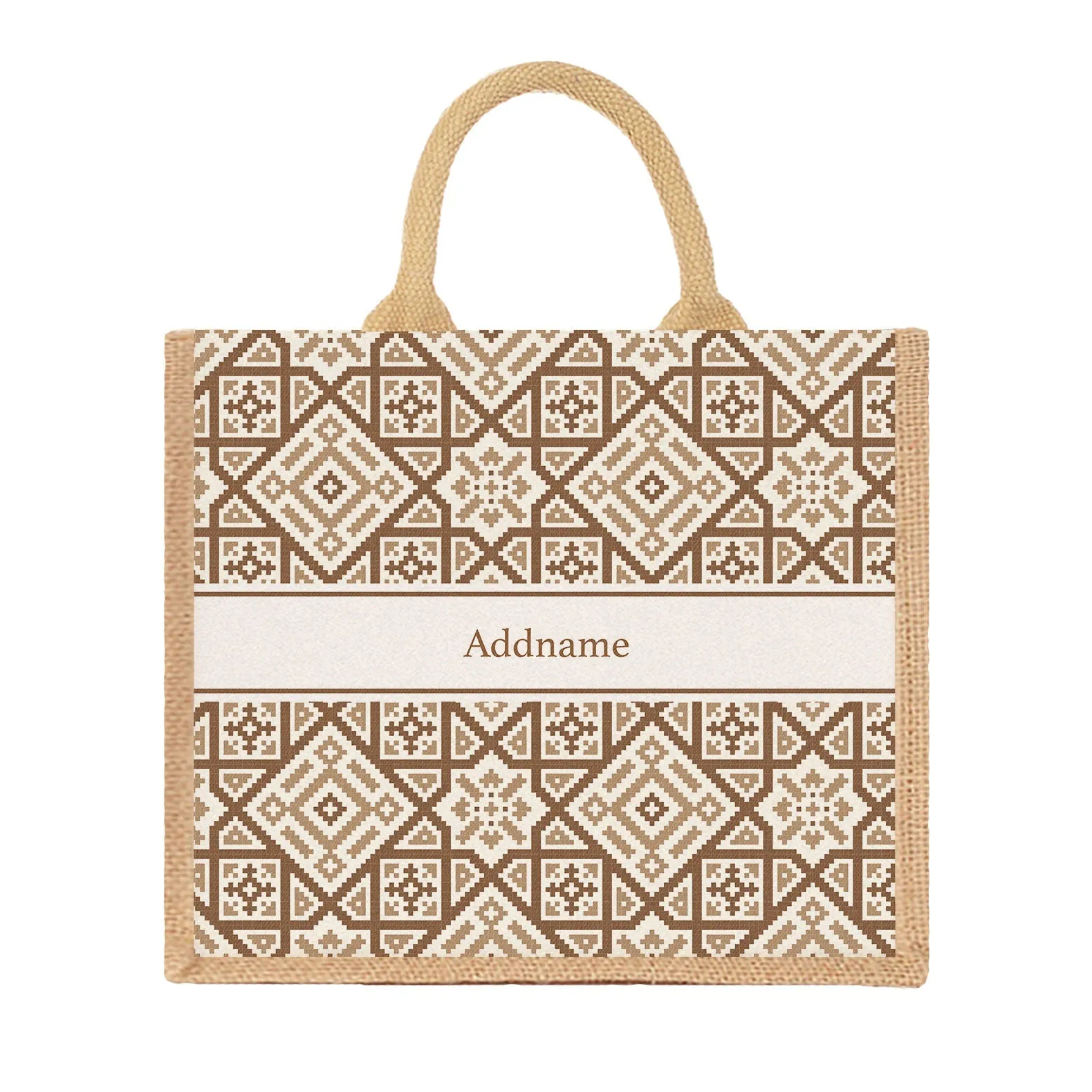 Aztec Moroccan & Mosaic Series Jute Tote Bag [FREE Custom Add Name]