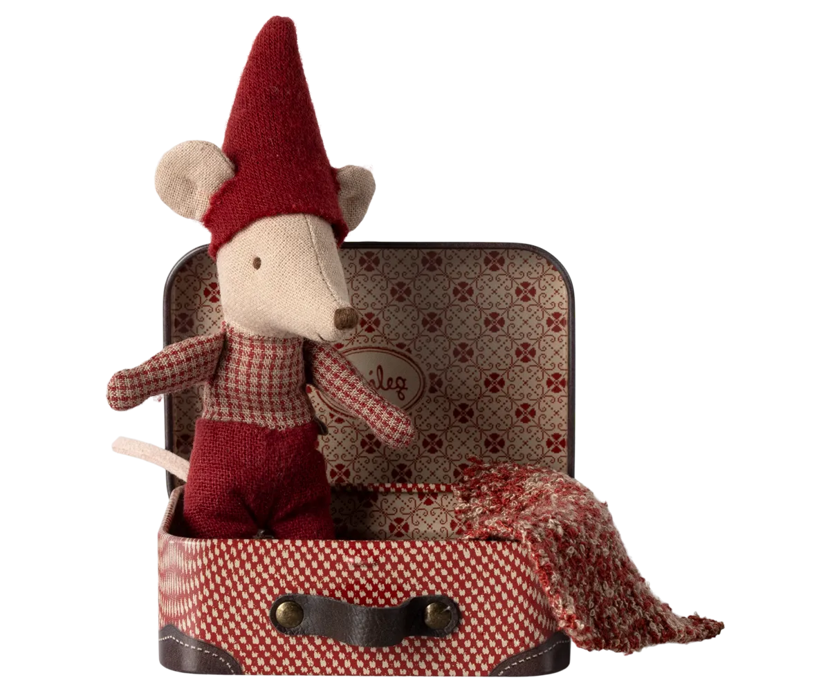 Baby in suitcase Christmas mouse