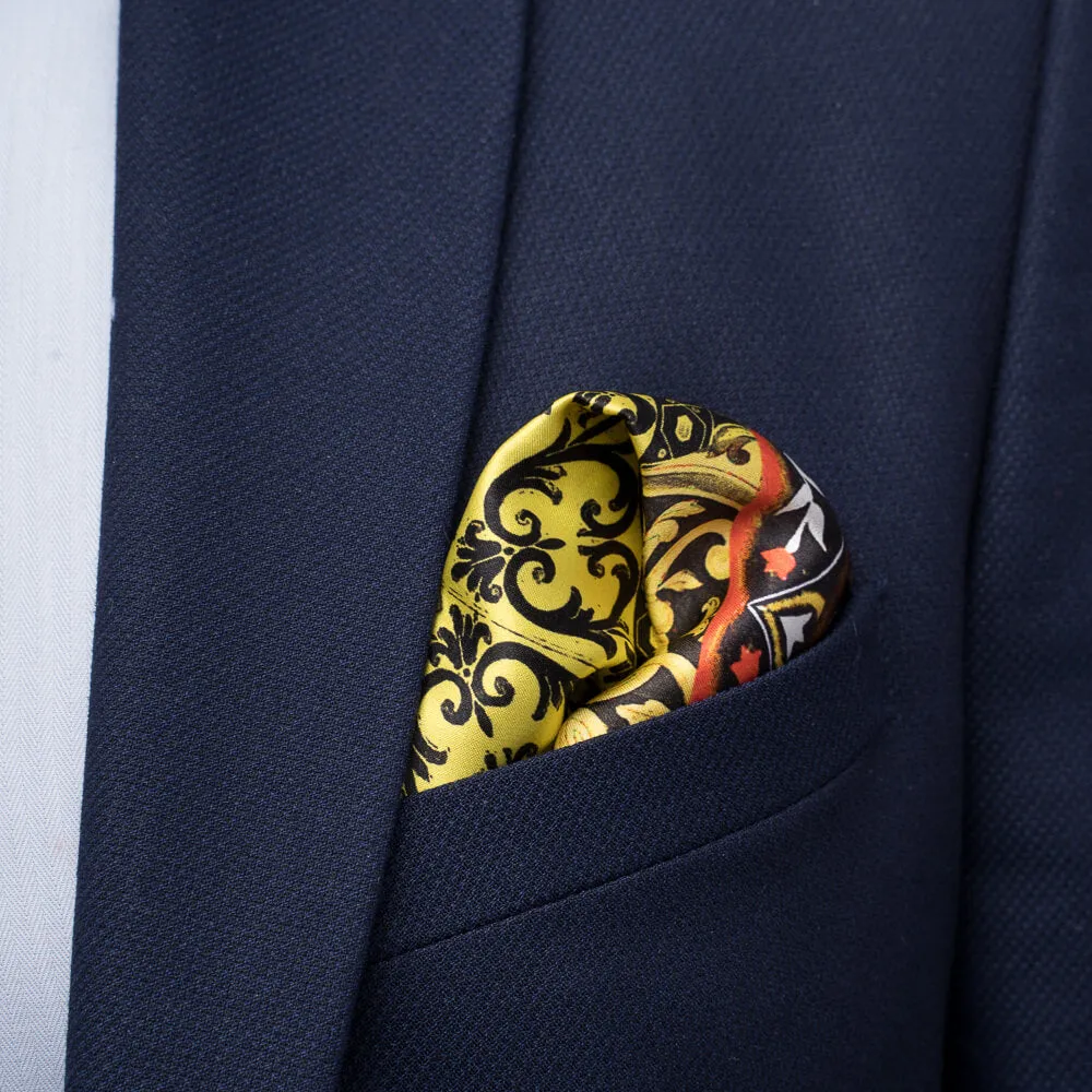 Baroque Ceramic Yellow Silk Pocket Square