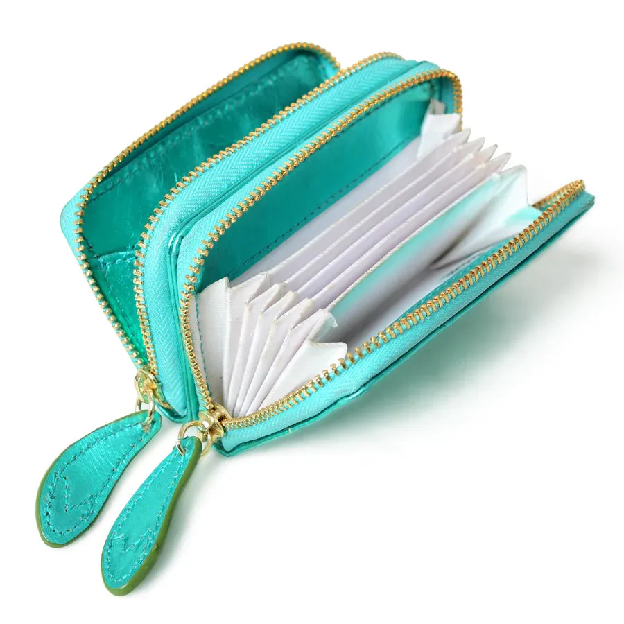 Bell & Fox Ava Mini Double Zip Purse-Emerald Metallic