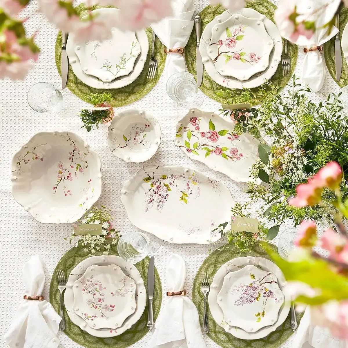 Berry & Thread Floral Sketch Cherry Blossom 4 Piece Place Setting