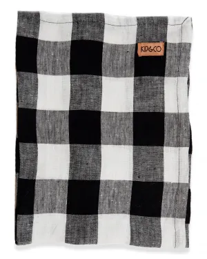 Black & White Gingham Linen Tea Towel