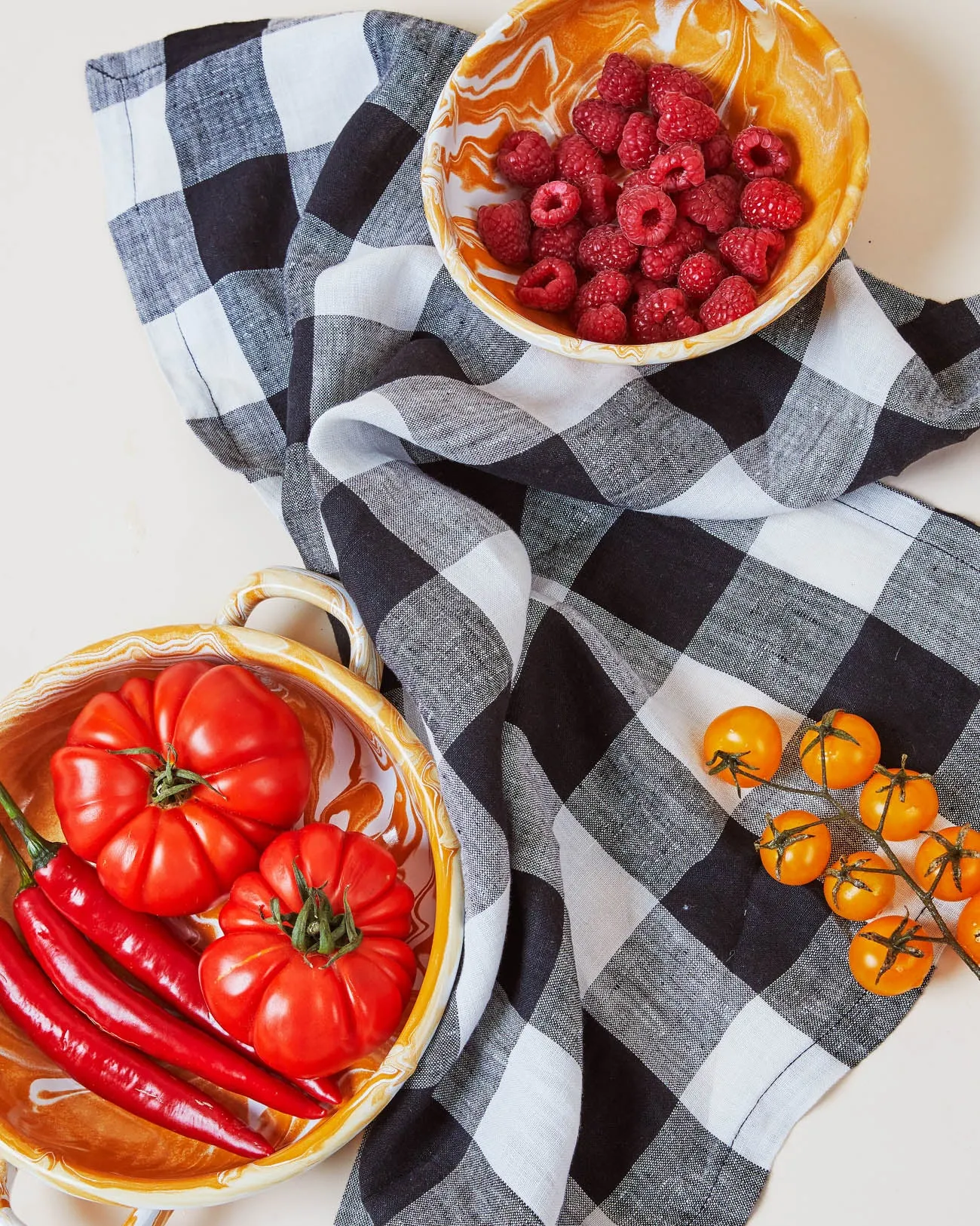 Black & White Gingham Linen Tea Towel