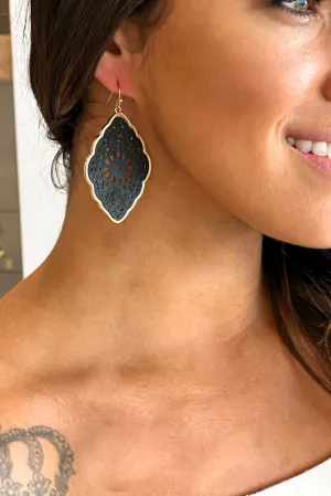 Black Cutout Faux Leather Earrings