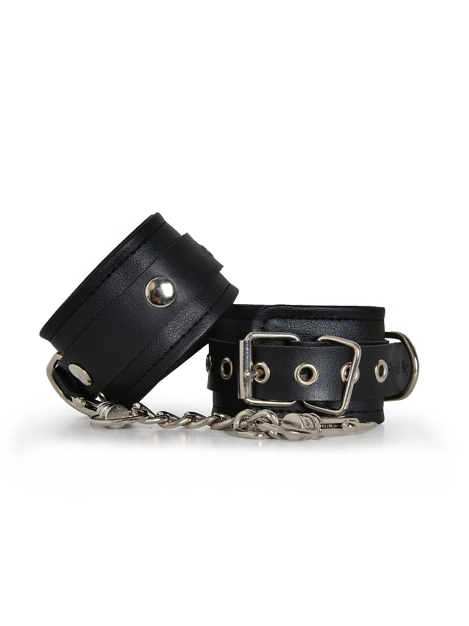 Black Faux Leather Wrist Cuffs