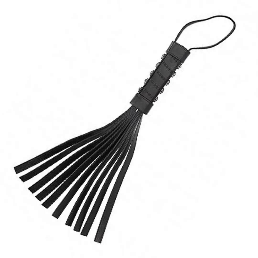 Black Skull and Bones Vegan Leather Flogger