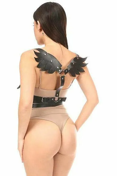 Black Vegan Leather Body Harness w/Wings