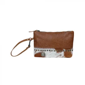 Blossomy Affair Leather & Hair On Wristlet