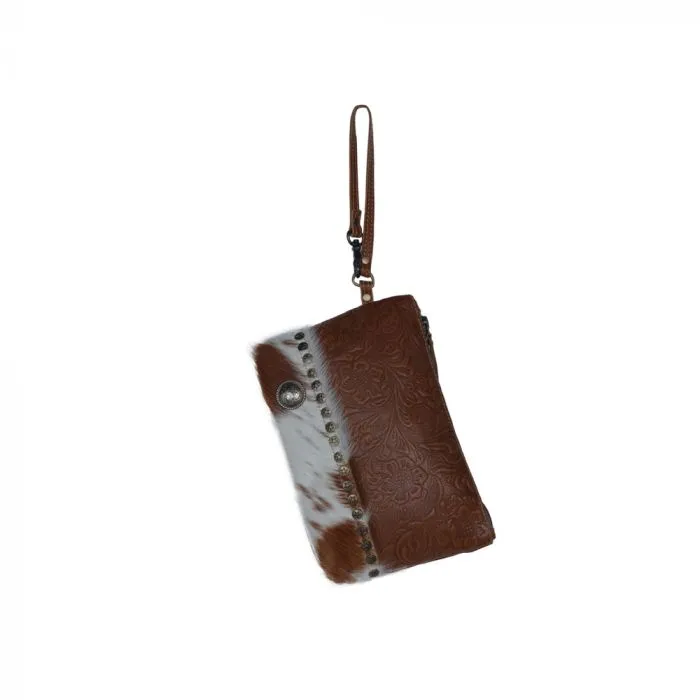 Blossomy Affair Leather & Hair On Wristlet