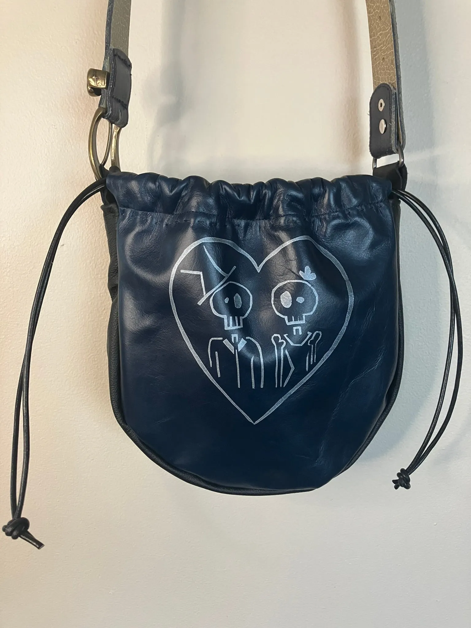 Blue Cinch bag with Skeleton Couple Printed