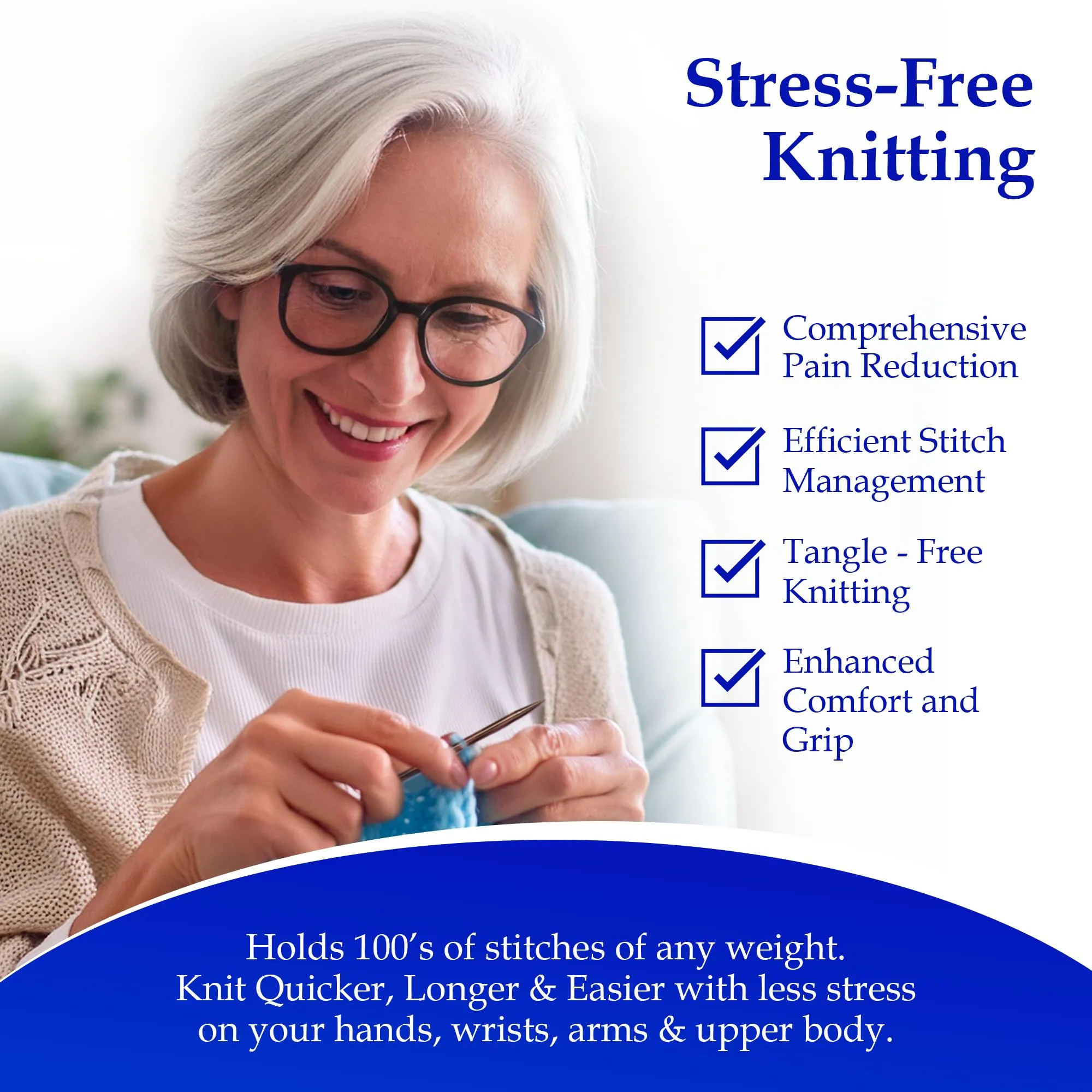 Blue Silk | Adjustable Knitting Needles | 14 Sizes