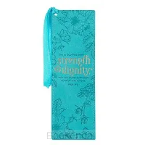 Bookmark Strength & Dignity Teal Faux Leather Bmf121