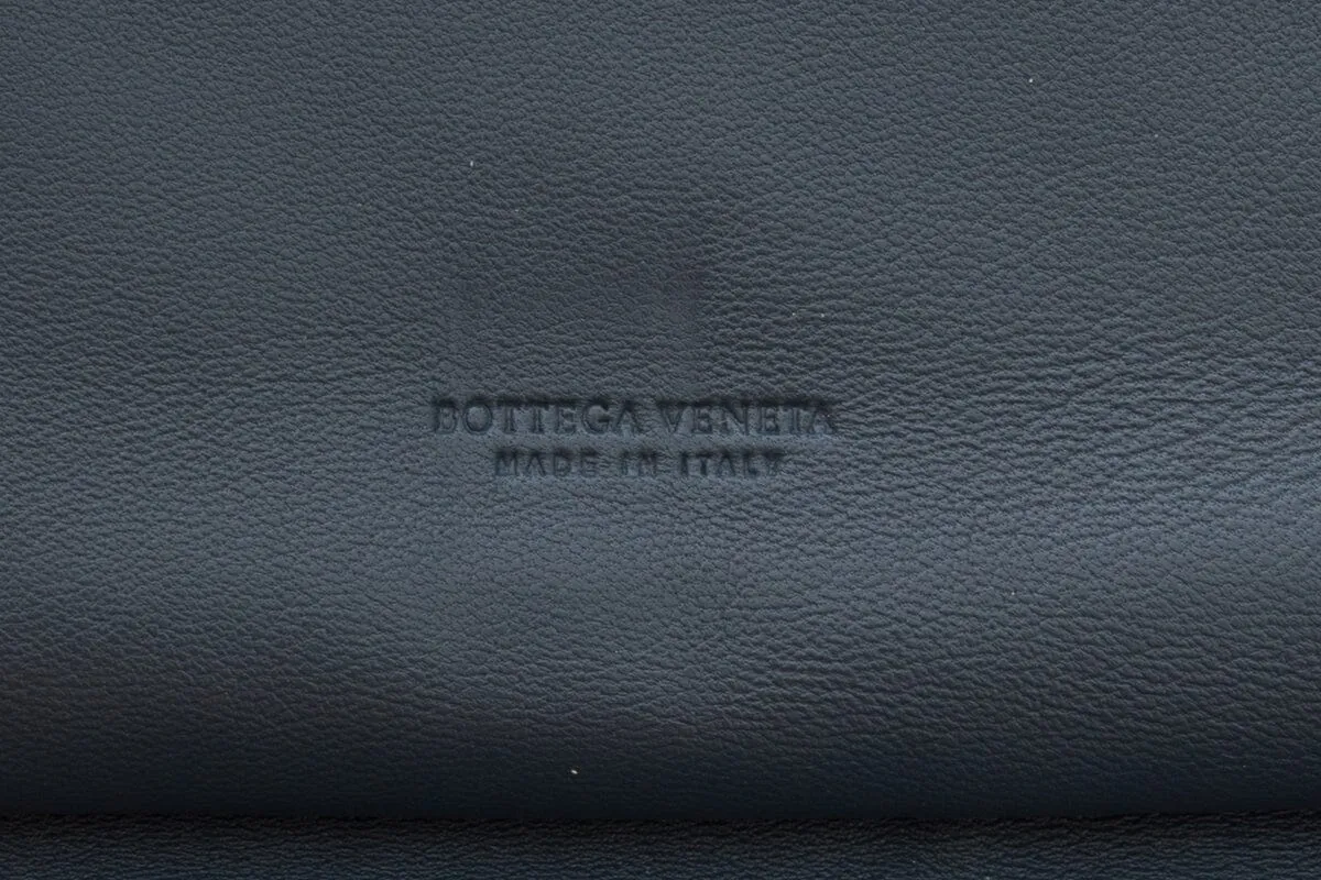 Bottega Veneta Intrecciato Blue & Black Graphic Clutch