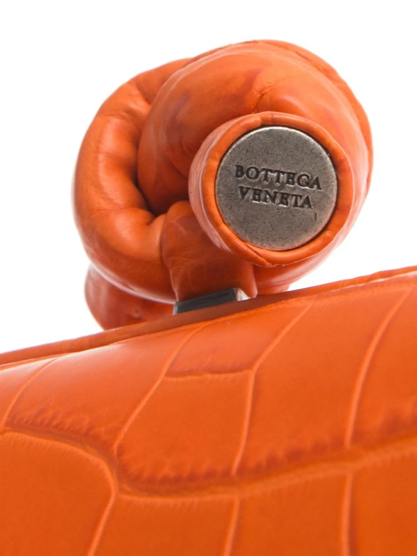 Bottega Veneta Knot Croc Leather Clutch