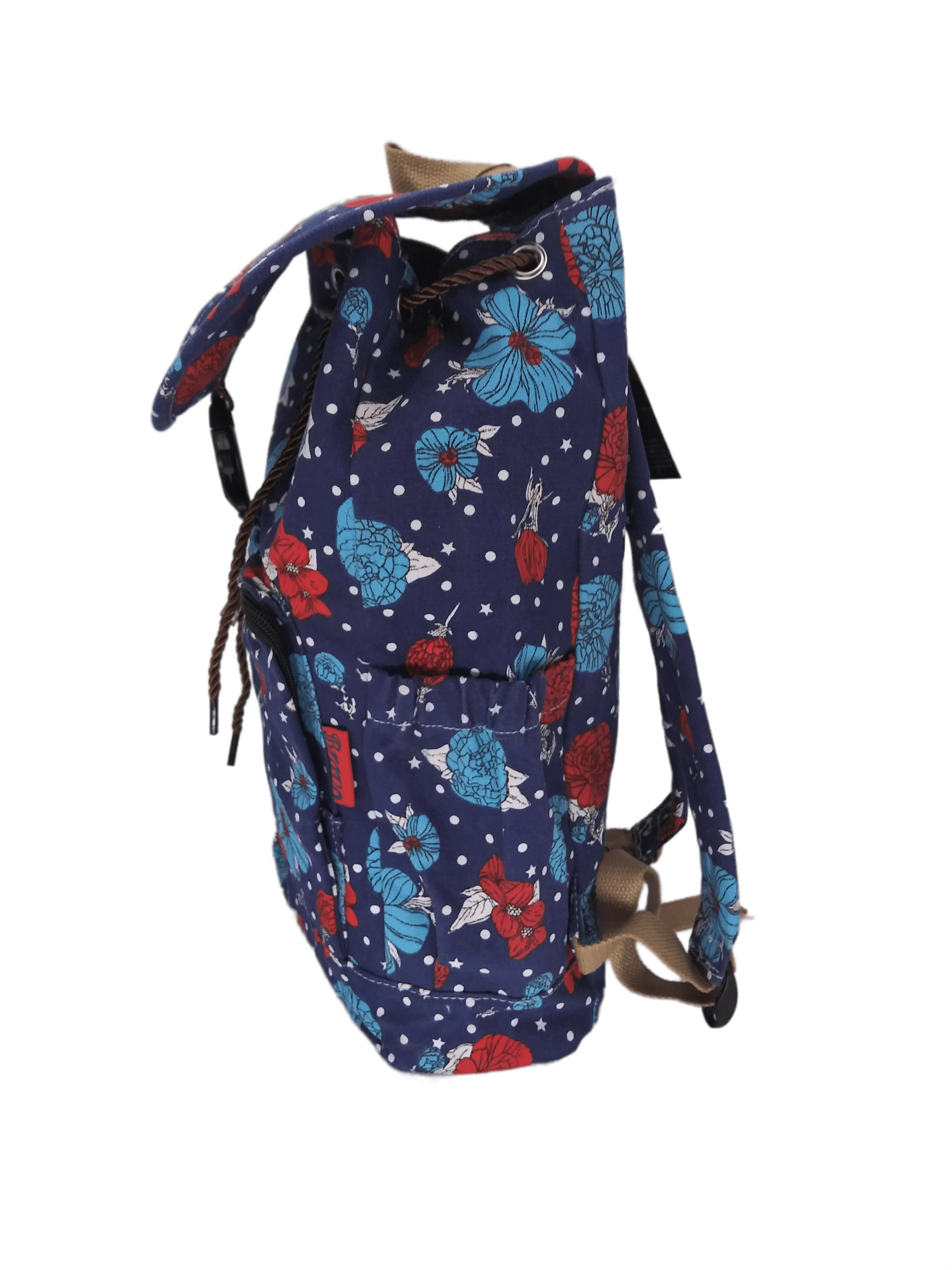 Bravo! Backpack Rucksack Drawstring (Water floral, Navy)