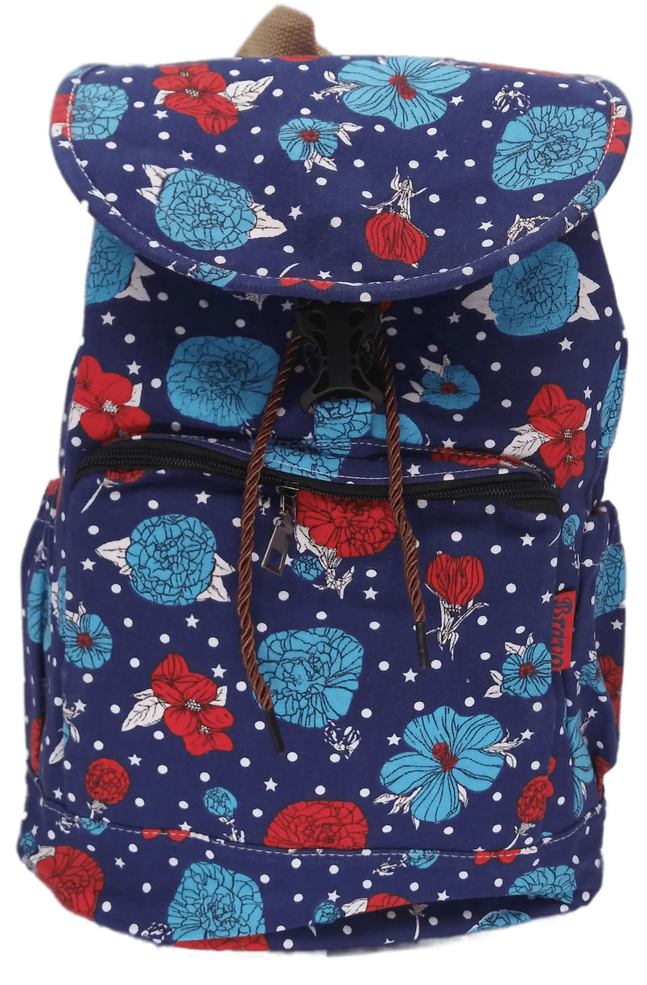 Bravo! Backpack Rucksack Drawstring (Water floral, Navy)