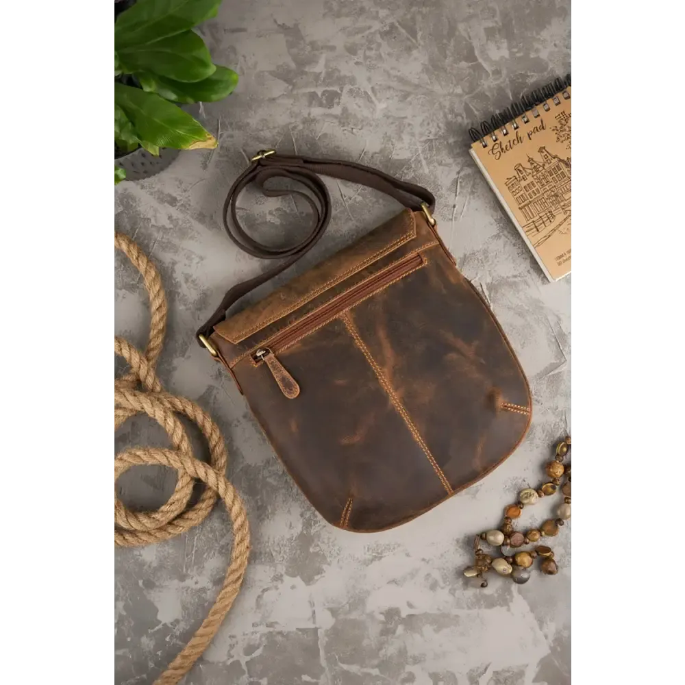 Brown - natural leather bag model 191537 galanter